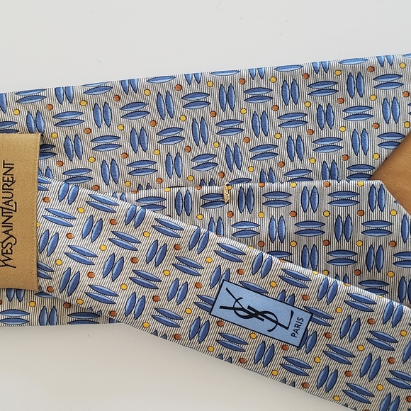 Yves Saint Laurent (YSL) Blue Post Modern Patterned Tie - Vintage - Picture 2 of 7